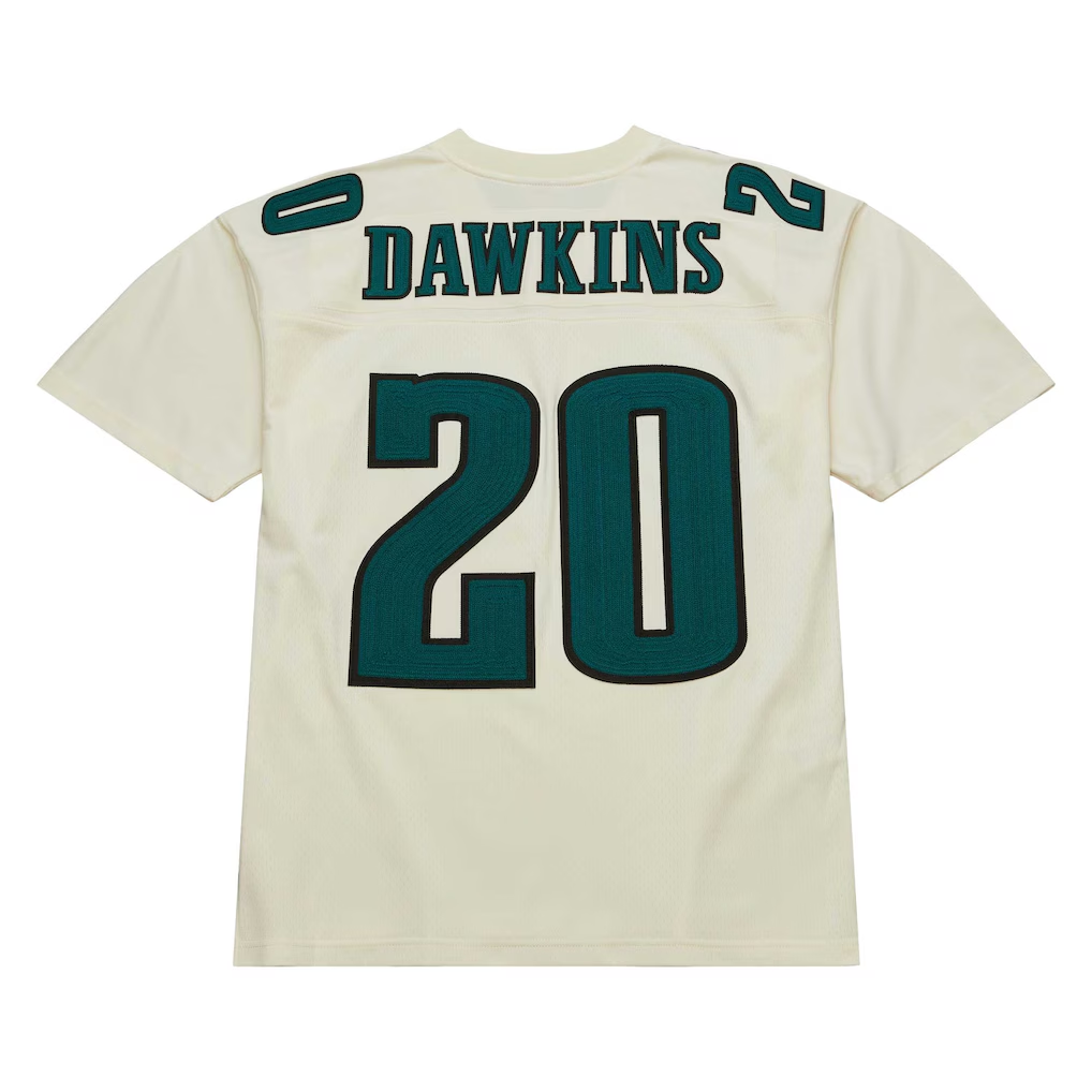 Punc P.Eagles #20 Brian Dawkins Mitchell & Ness Cream Chainstitch Legacy Jersey