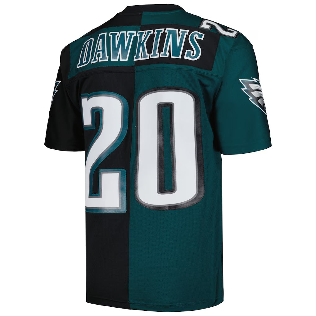 Punc P.Eagles #20 Brian Dawkins Mitchell & Ness Midnight Green-Black Split Legacy Replica Stitched Jerseys
