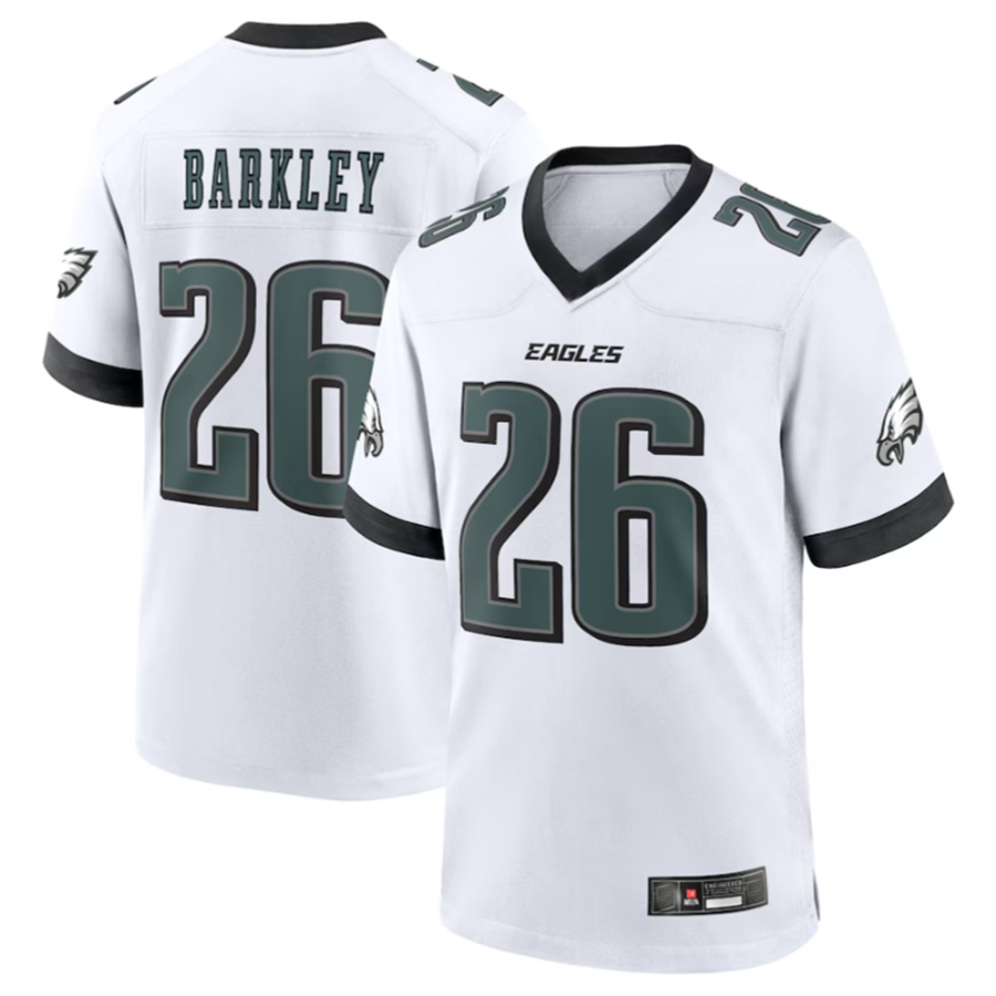 Punc P.Eagles #26 Saquon Barkley Midnight White Game Player Stitched American Stitched Jerseys