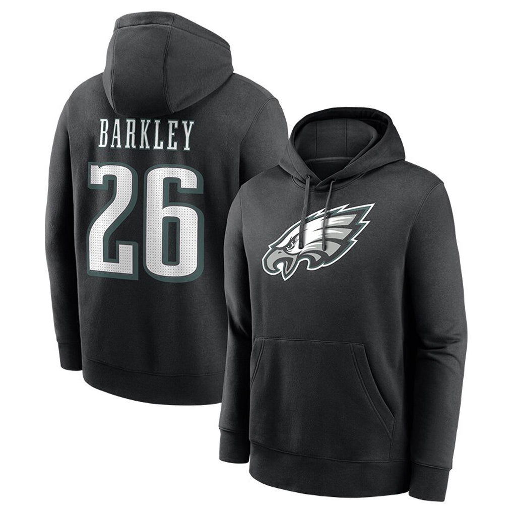 Punc P.Eagles #26 Saquon Barkley Player Black Pullover Hoodies Home Game Stitched Jerseys