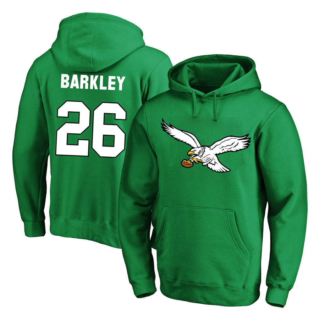 Punc P.Eagles #26 Saquon Barkley Player Green Pullover Hoodies Home Game Stitched Jerseys