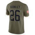 Punc P.Eagles #26 Saquon Barkley Player Salute To Service Olive Stitched Jerseys