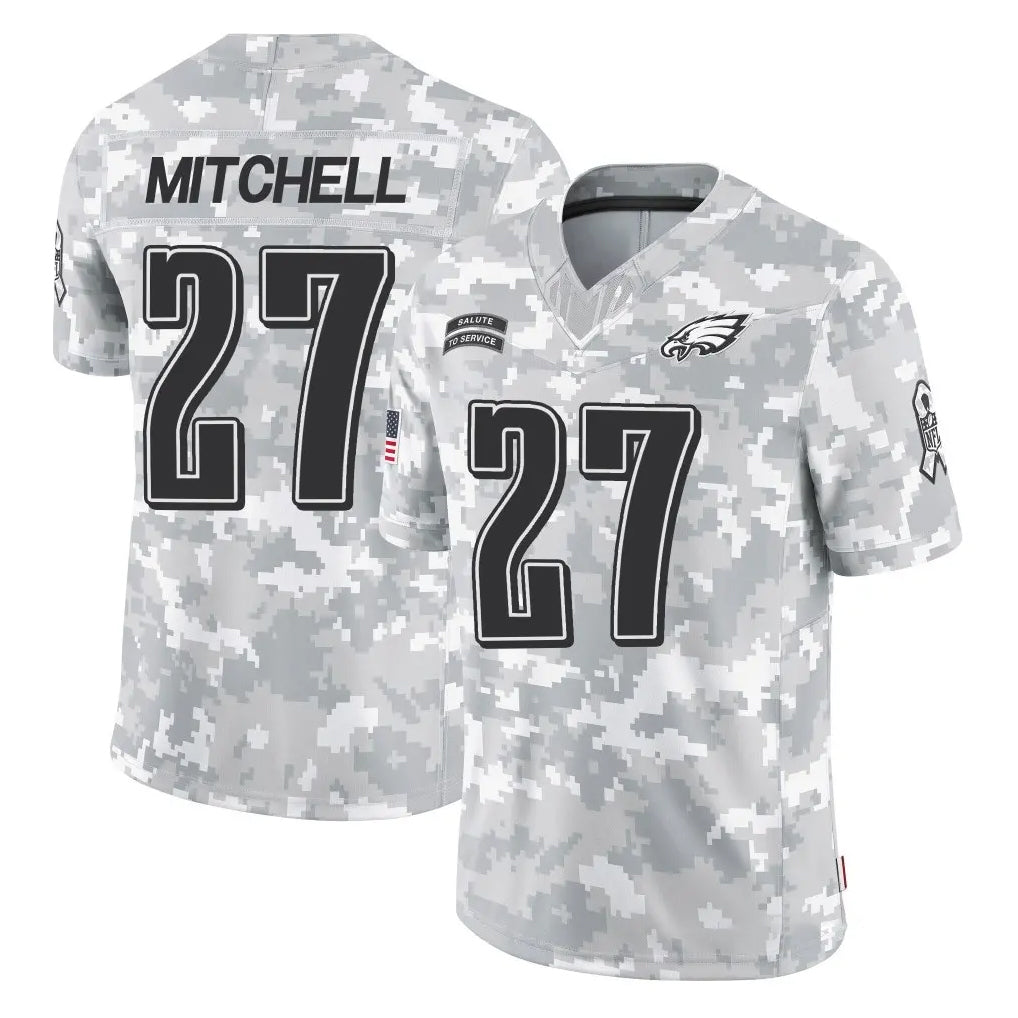 Punc P.Eagles #27 Quinyon Mitchell Player Arctic Camo Salute to Service Limited Game Stitched Jerseys