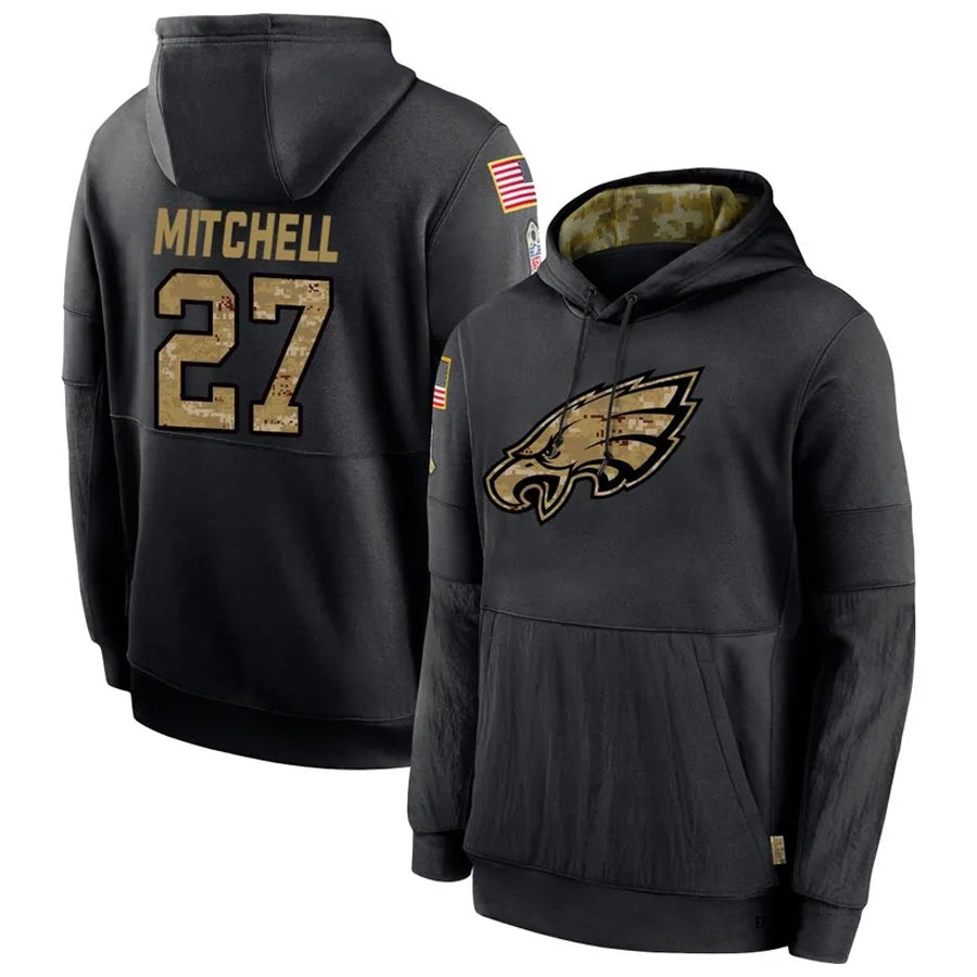 Punc P.Eagles #27 Quinyon Mitchell Player Black Military Hoodie Game Stitched Jerseys