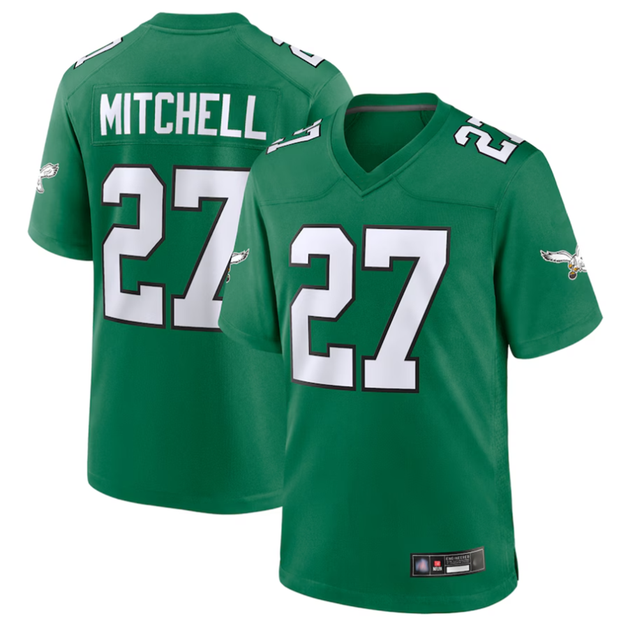 Punc P.Eagles #27 Quinyon Mitchell Player Kelly Green Replica Game Stitched Jerseys