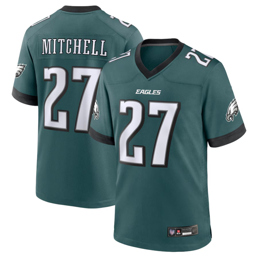 Punc P.Eagles #27 Quinyon Mitchell Player Midnight Green Replica Game Stitched Jerseys