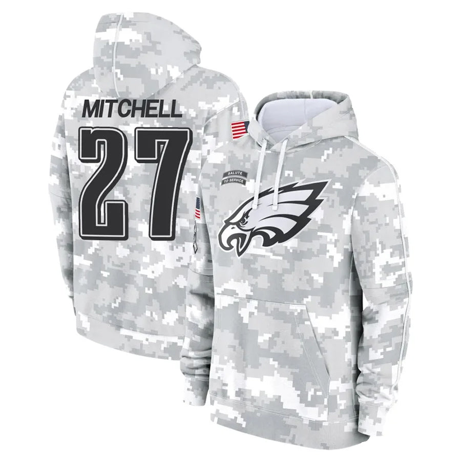 Punc P.Eagles #27 Quinyon Mitchell Player Military Hoodie Arctic Camo Salute To Service Stitched Jerseys