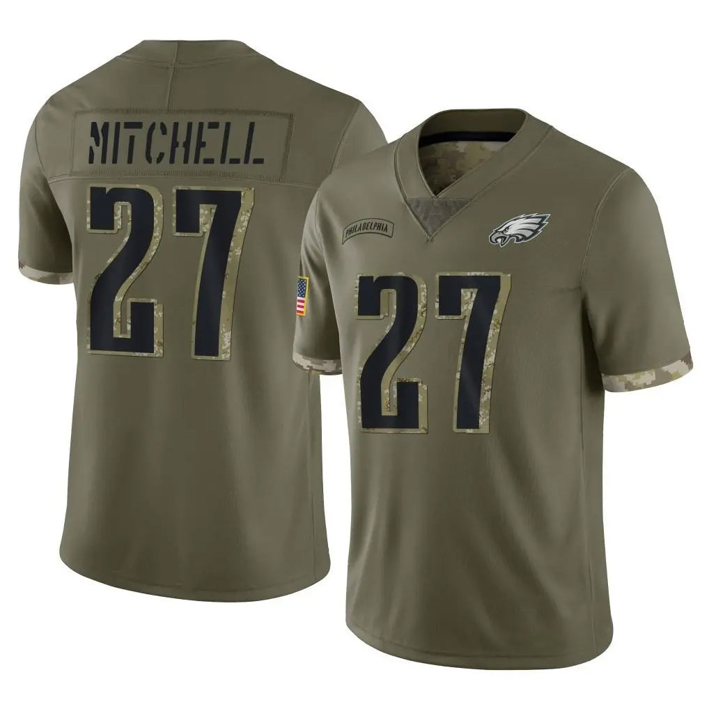 Punc P.Eagles #27 Quinyon Mitchell Player Olive Salute To Service Limited Stitched Jerseys