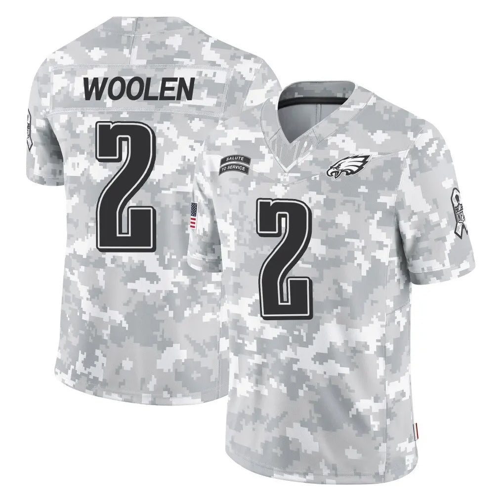 Punc P.Eagles #2 Riq Woolen Player Arctic Camo Salute to Service Limited Game Stitched Jerseys