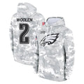 Punc P.Eagles #2 Riq Woolen Player Arctic Camo Salute to Service Pullover Hoodies Limited Game Stitched Jerseys
