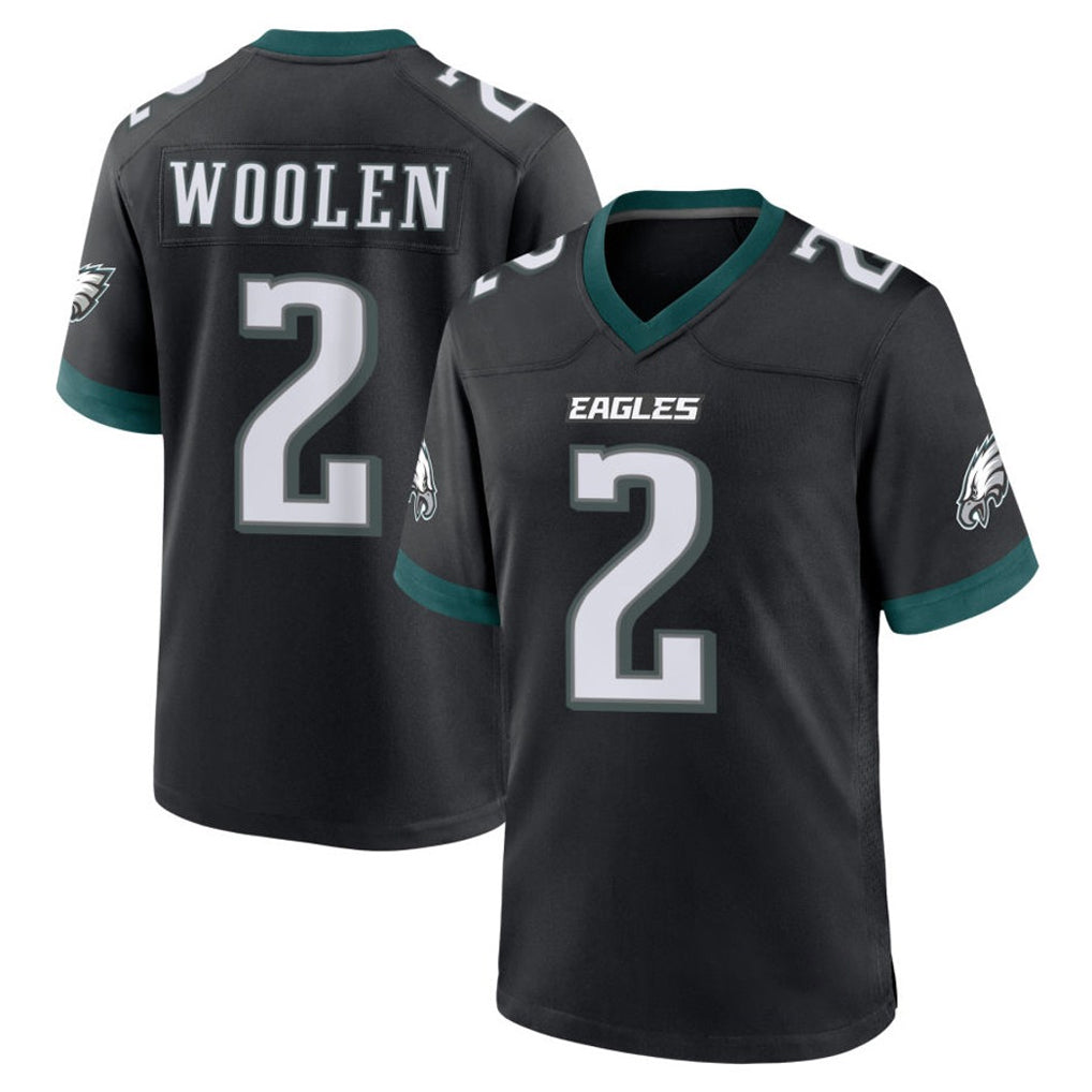 Punc P.Eagles #2 Riq Woolen Player Black Game Home Stitched Jerseys