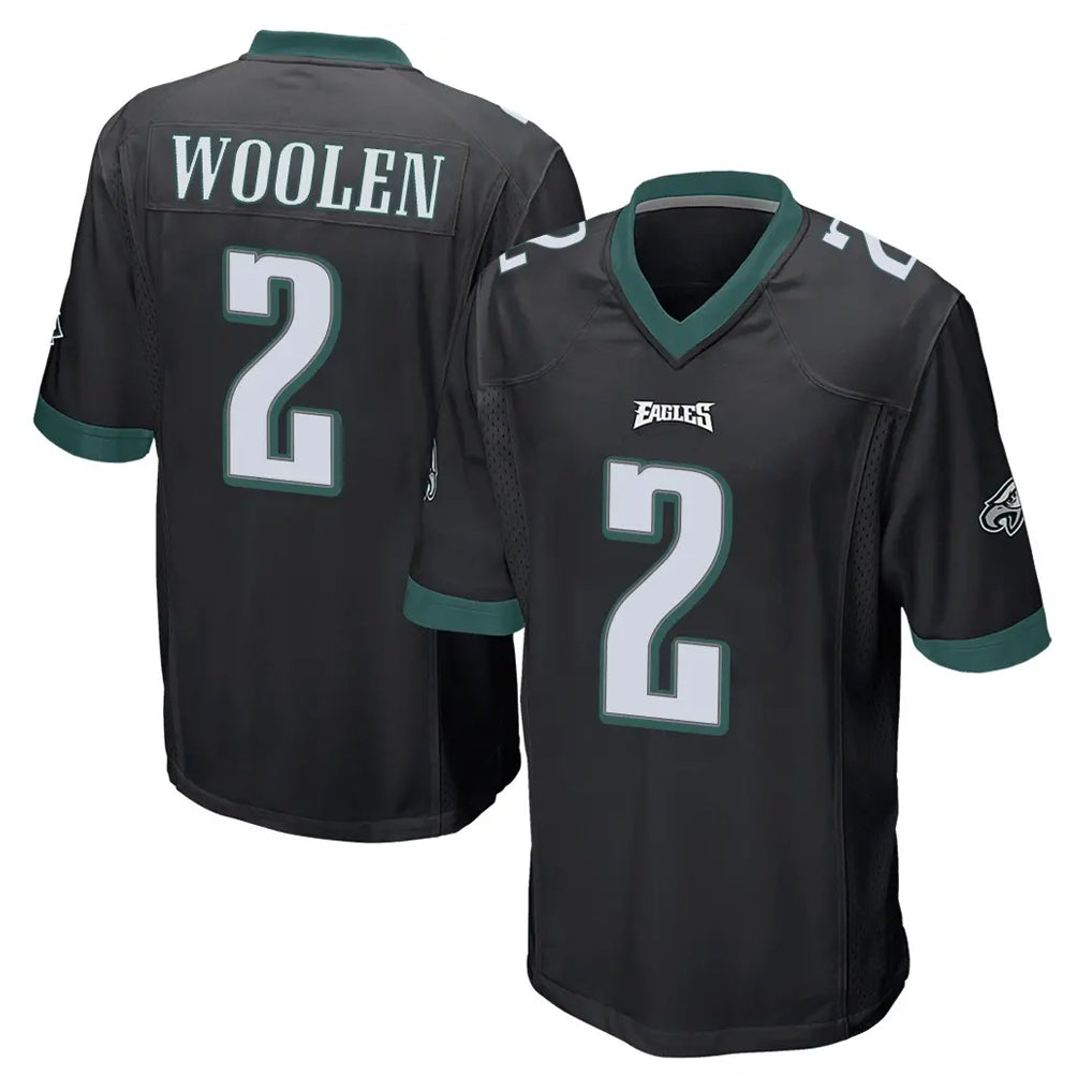 Punc P.Eagles #2 Riq Woolen Player Black Home Game Stitched Jerseys