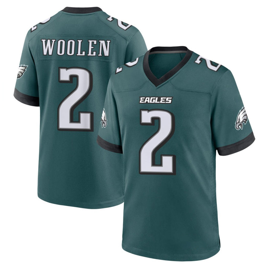 Punc P.Eagles #2 Riq Woolen Player Green Home Game Stitched Jerseys