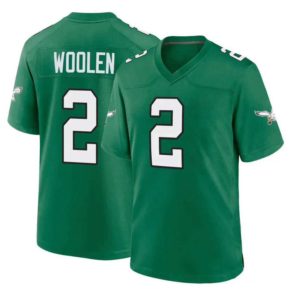 Punc P.Eagles #2 Riq Woolen Player Green Kelly Alternate Home Game Stitched Jerseys
