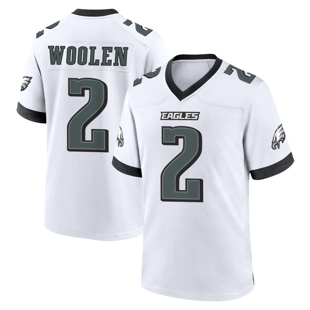 Punc P.Eagles #2 Riq Woolen Player White Game Home Stitched Jerseys