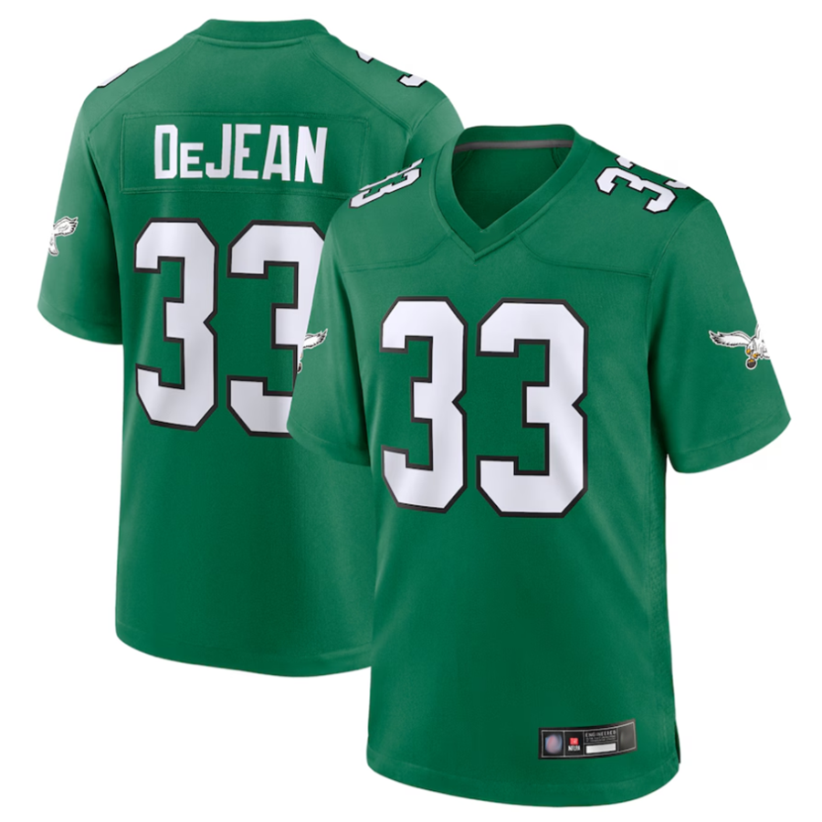Punc P.Eagles #33 Cooper DeJean Player Kelly Green Replica Game Stitched Jerseys