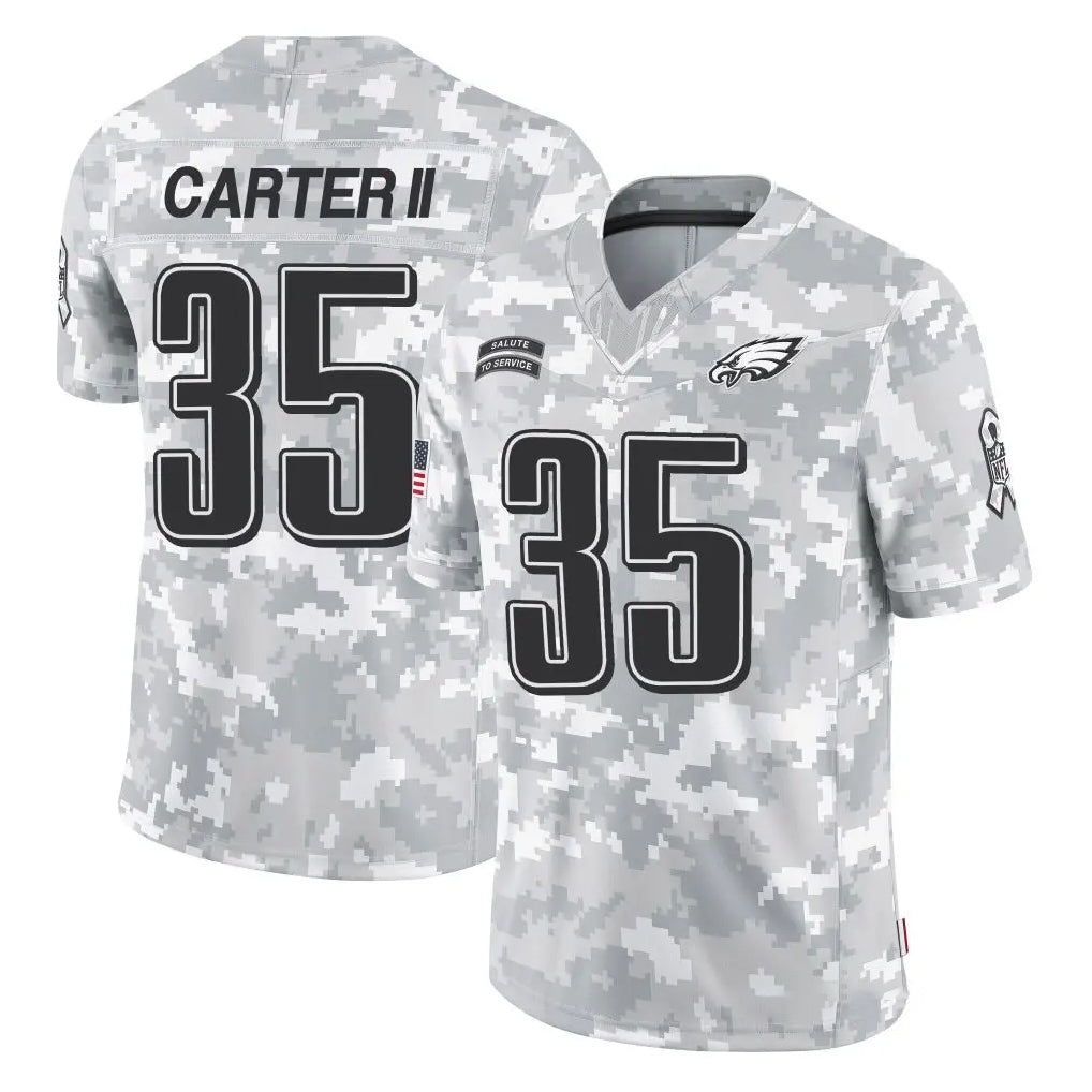 Punc P.Eagles #35 Michael Carter II Player Arctic Camo Salute to Service Limited Game Stitched Jerseys
