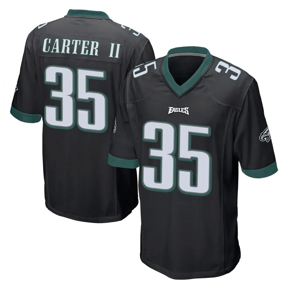 Punc P.Eagles #35 Michael Carter II Player Black Home Game Stitched Jerseys