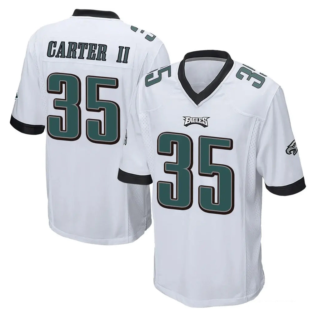 Punc P.Eagles #35 Michael Carter II Player White Home Game Stitched Jerseys