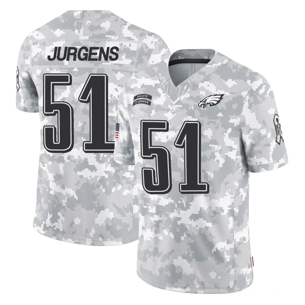 Punc P.Eagles #51 Cam Jurgens Player Arctic Camo Salute to Service Limited Game Stitched Jerseys