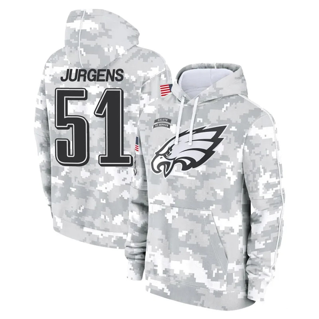 Punc P.Eagles #51 Cam Jurgens Player Arctic Camo Salute to Service Pullover Hoodies Limited Game Stitched Jerseys