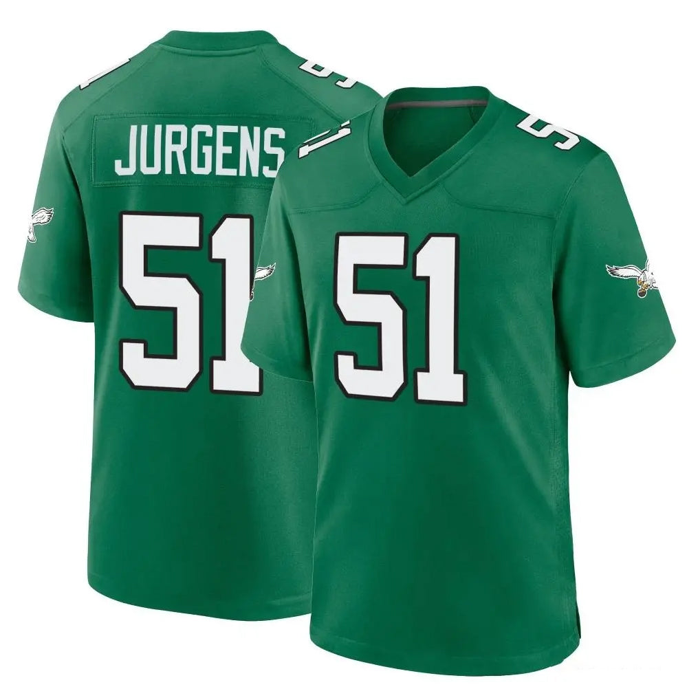Punc P.Eagles #51 Cam Jurgens Player Green Kelly Alternate Home Game Stitched Jerseys