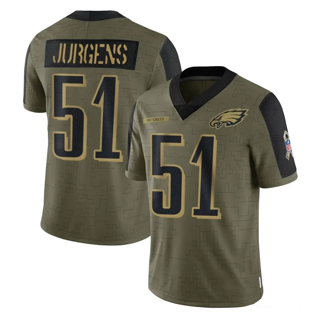 Punc P.Eagles #51 Cam Jurgens Player Olive Salute To Service Limited Game Stitched Jerseys