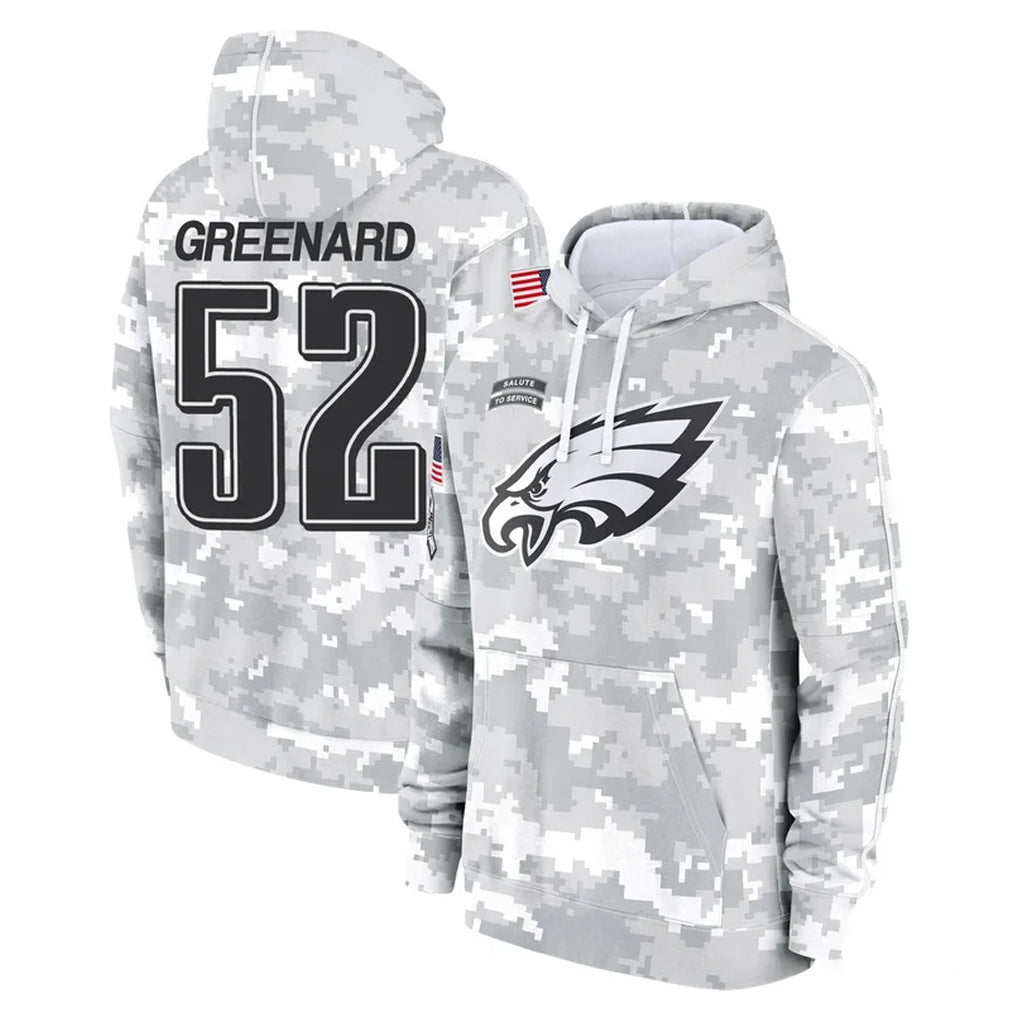 Punc P.Eagles #52 Jonathan Greenard Player Arctic Camo Salute to Service Pullover Hoodies Limited Game Stitched Jerseys