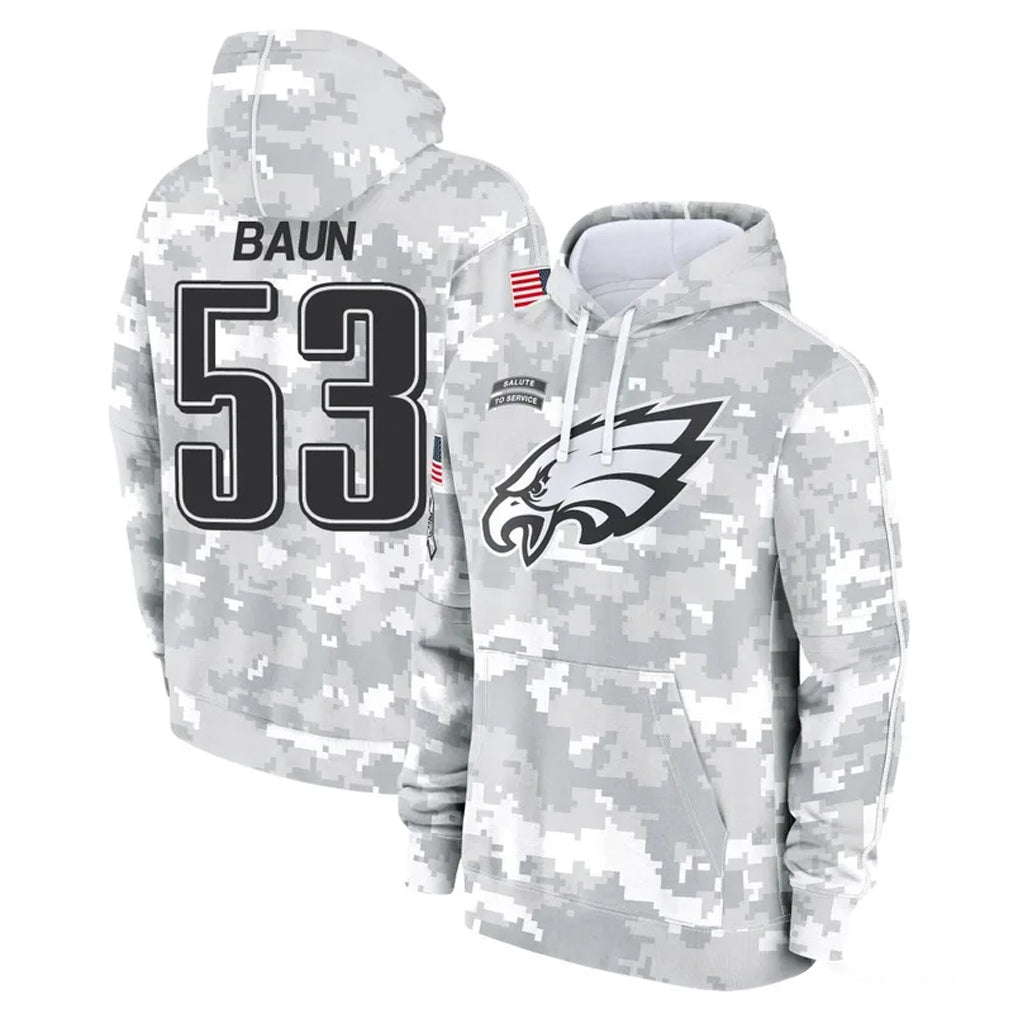 Punc P.Eagles #53 Zack Baun Player Arctic Camo Salute to Service Pullover Hoodies Limited Game Stitched Jerseys