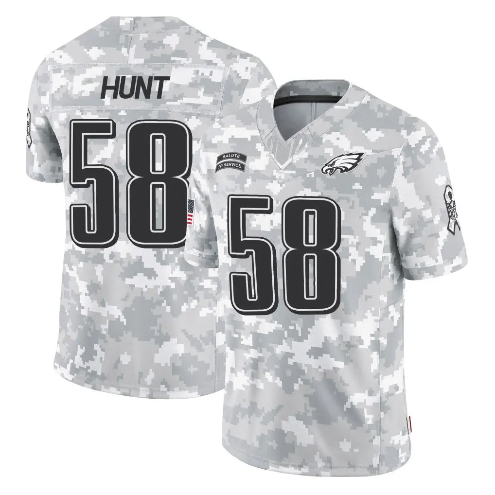 Punc P.Eagles #58 Jalyx Hunt Player Arctic Camo Salute to Service Limited Game Stitched Jerseys