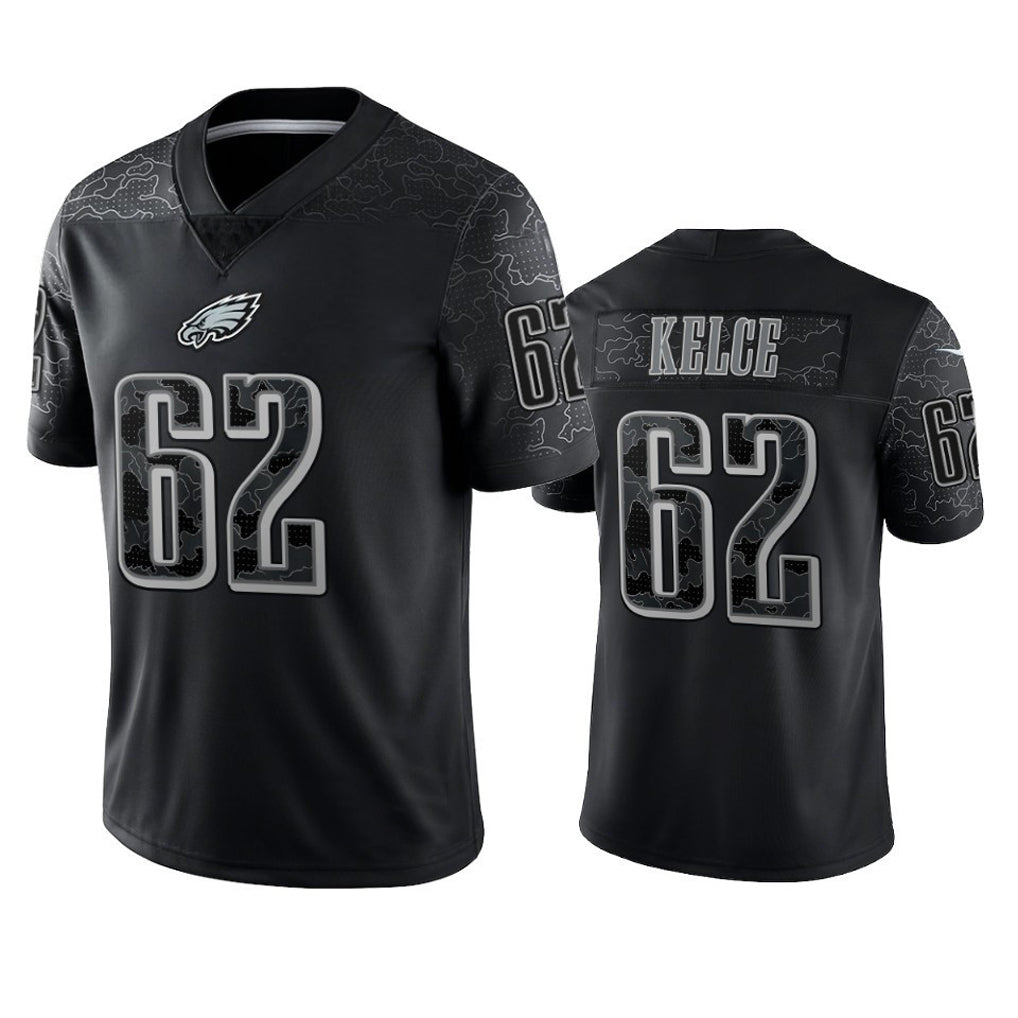 Punc P.Eagles #62 Jason Kelce Player Black REFLECTIVE Limited Stitched Jerseys