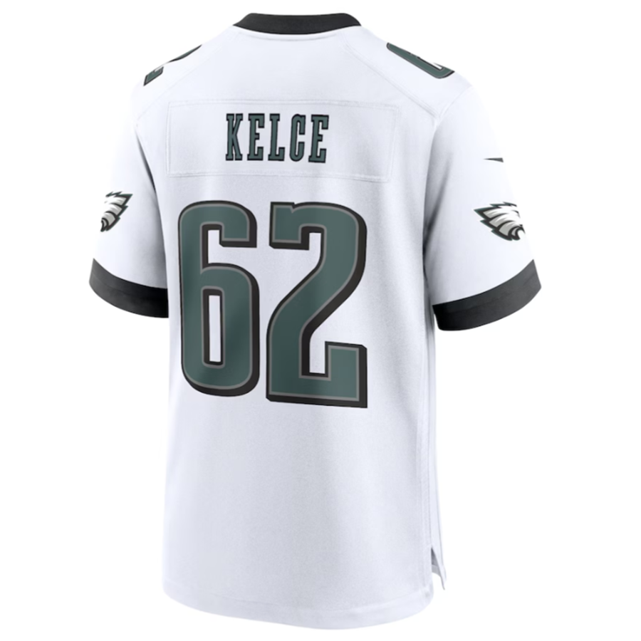 Punc P.Eagles #62 Jason Kelce White White Game Jersey Stitched American Stitched Jersey