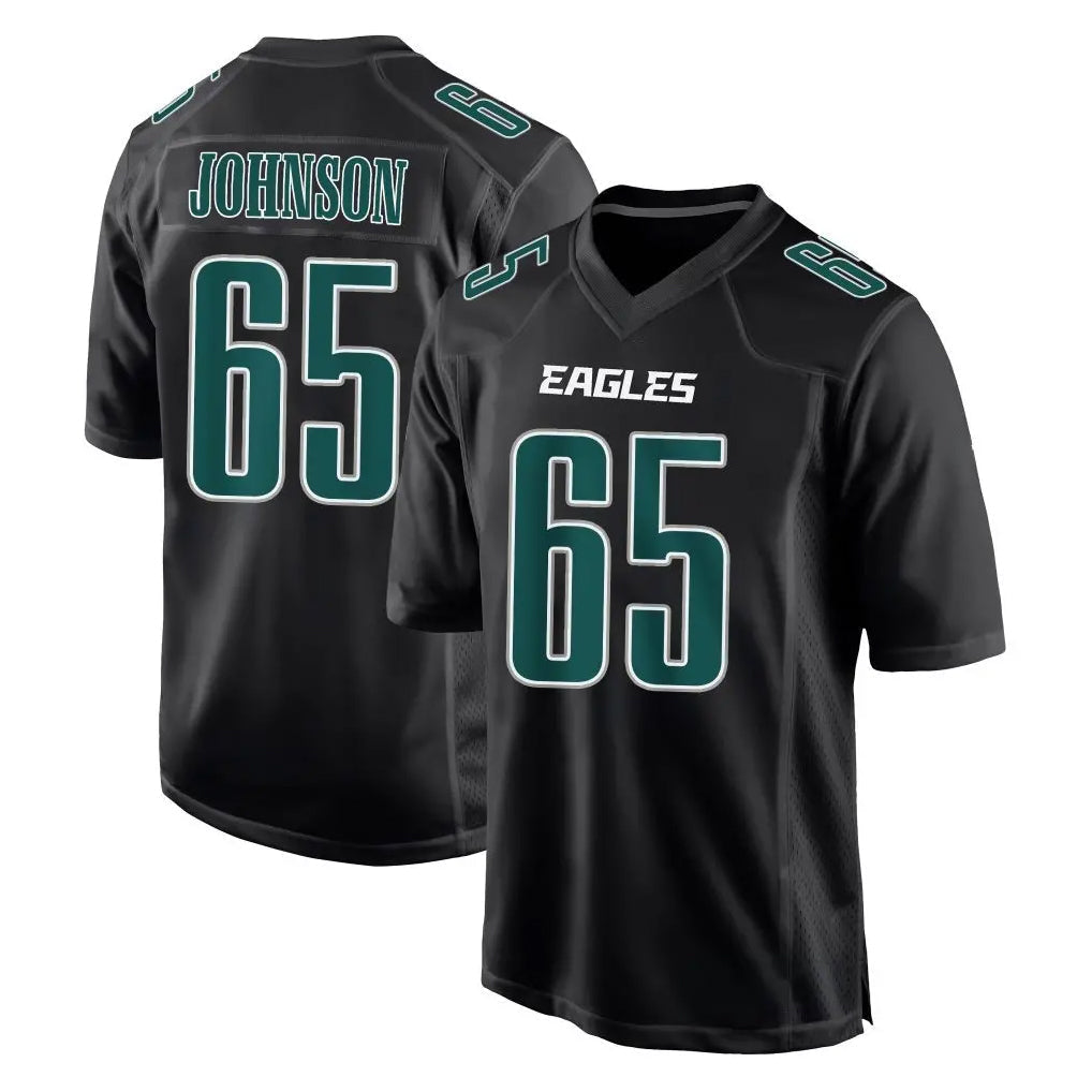 Punc P.Eagles #65 Lane Johnson Player Carbon Black Fashion Home Game Stitched Jerseys