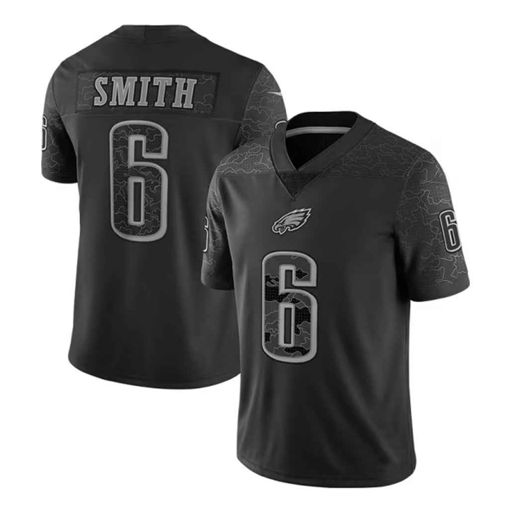 Punc P.Eagles #6 DeVonta Smith Player Black REFLECTIVE Limited Stitched Jerseys