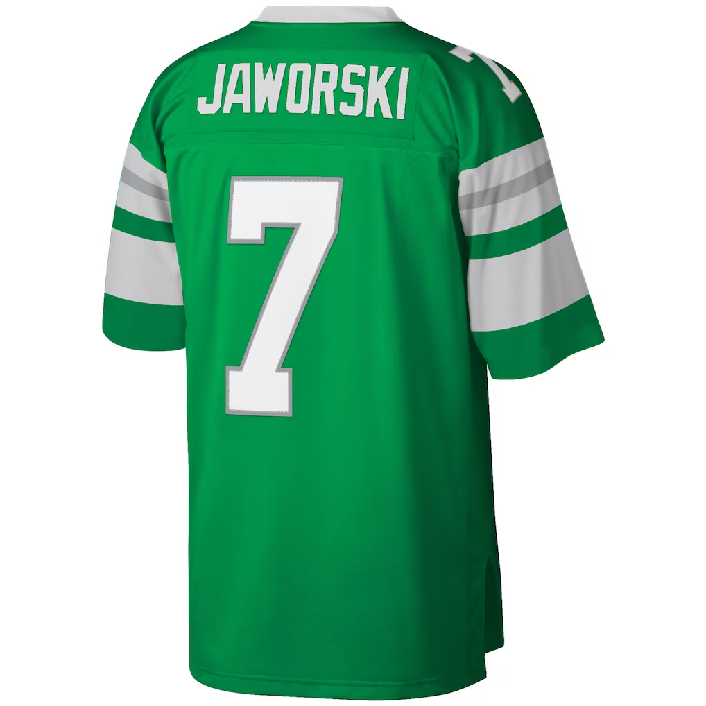 Punc P.Eagles #7 Ron Jaworski Mitchell & Ness Kelly Green Legacy Replica Stitched Puhic Jersey
