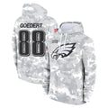 Punc P.Eagles #88 Dallas Goedert Player Arctic Camo Salute to Service Pullover Hoodies Limited Game Stitched Jerseys
