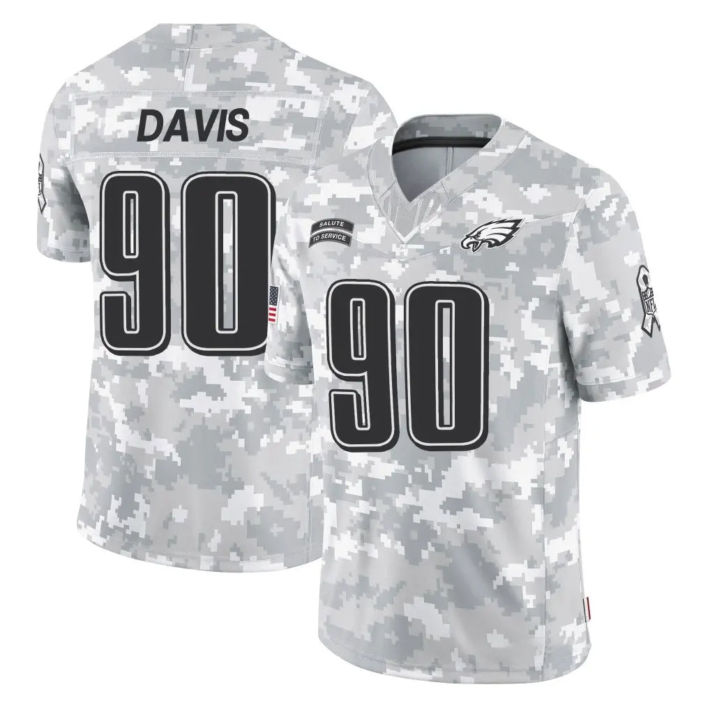 Punc P.Eagles #90 Jordan Davis Player Arctic Camo Salute to Service Limited Game Stitched Jerseys