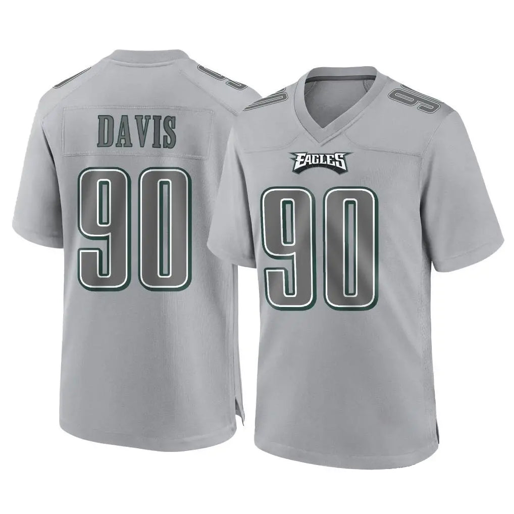 Punc P.Eagles #90 Jordan Davis Player Gray Atmosphere Fashion Home Game Stitched Jerseys
