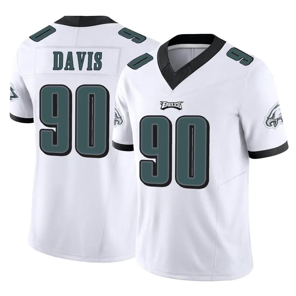 Punc P.Eagles #90 Jordan Davis Player White Limited Vapor F.U.S.E. Home Game Stitched Jerseys