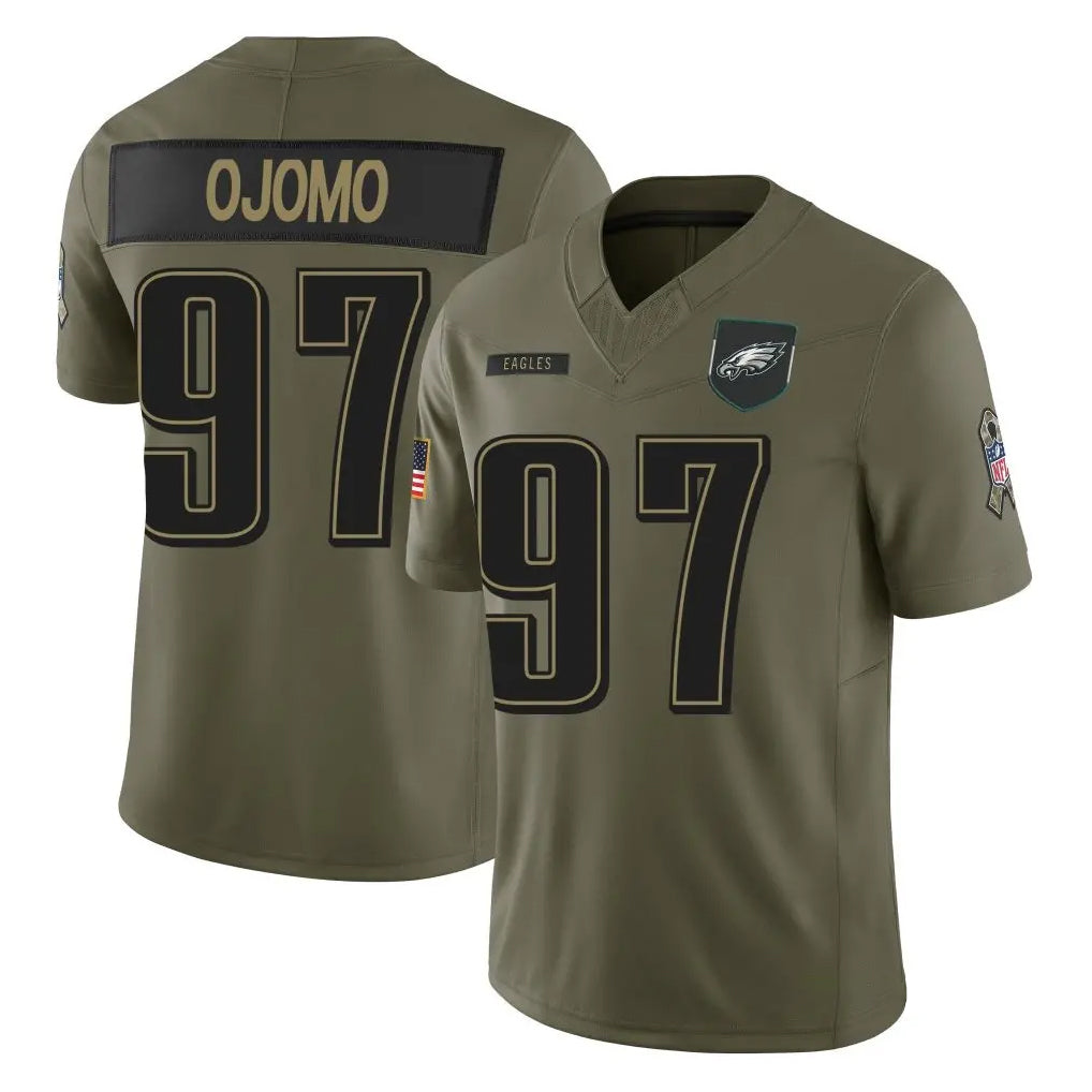 Punc P.Eagles #97 Moro Ojomo Player Olive 2025 Salute To Service Limited Stitched Jerseys