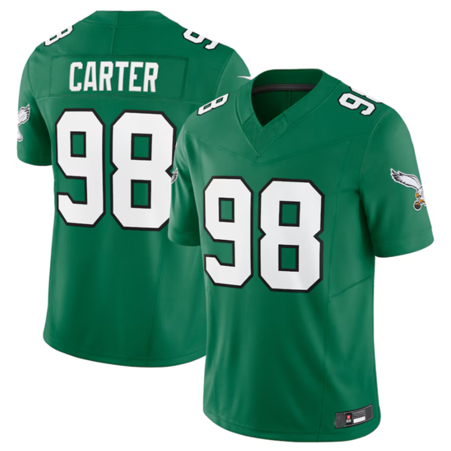 Punc P.Eagles #98 Jalen Carter Green Alternate Vapor F.U.S.E. Limited Stitched American Stitched Jerseys