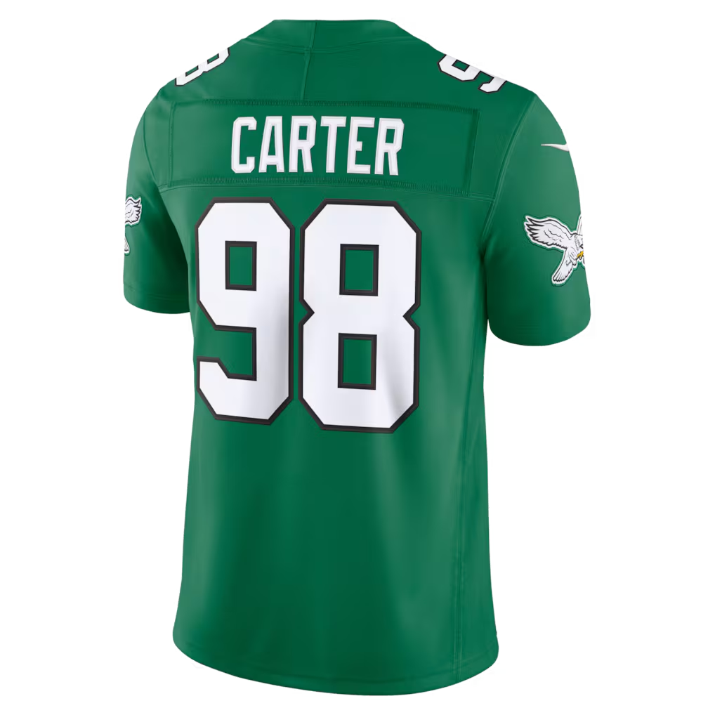 Punc P.Eagles #98 Jalen Carter Kelly Green Alternate Vapor F.U.S.E. Stitched Limited Jerseys