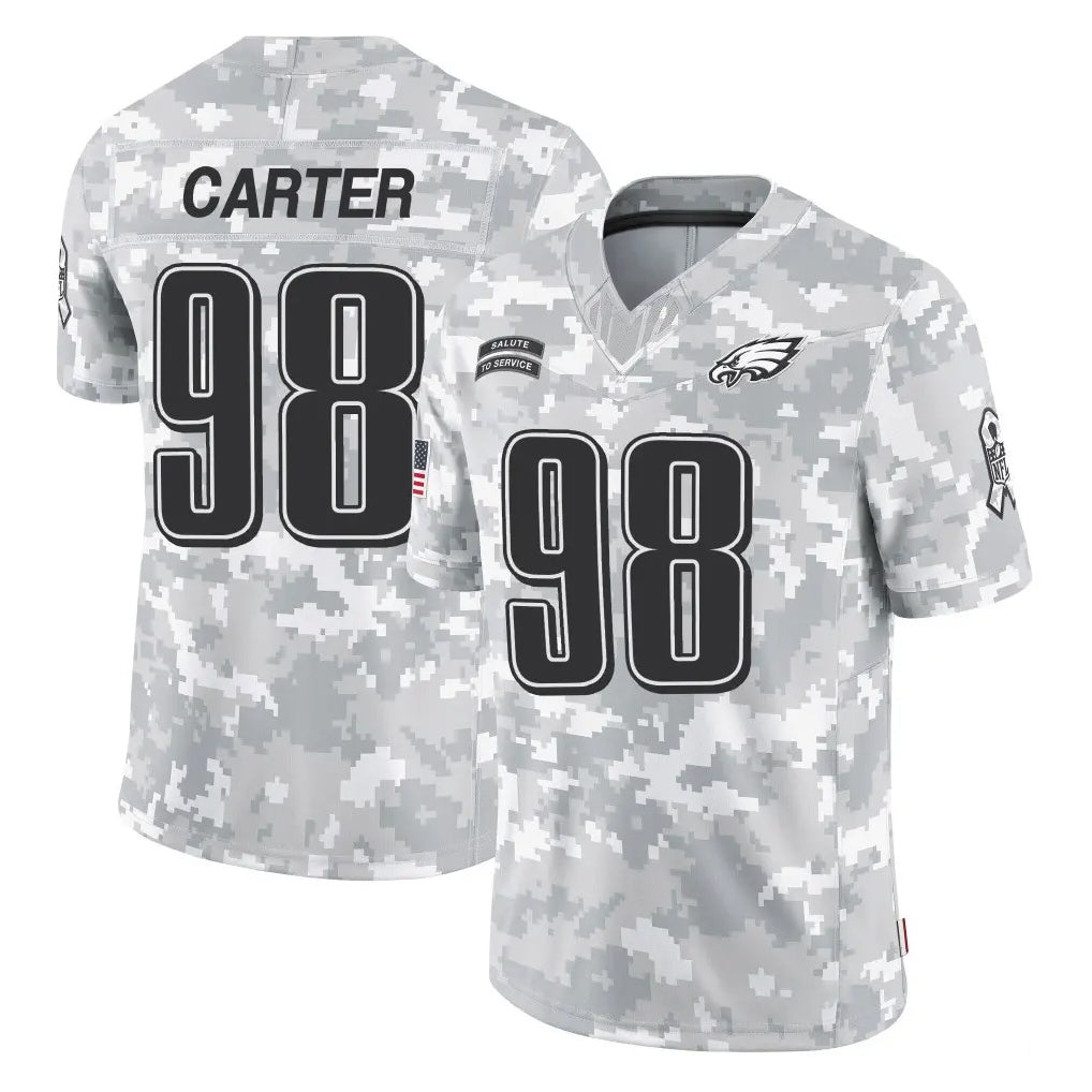 Punc P.Eagles #98 Jalen Carter Player Arctic Camo Salute to Service Limited Game Stitched Jerseys
