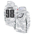Punc P.Eagles #98 Jalen Carter Player Military Hoodie Arctic Camo Salute To Service Stitched Jerseys