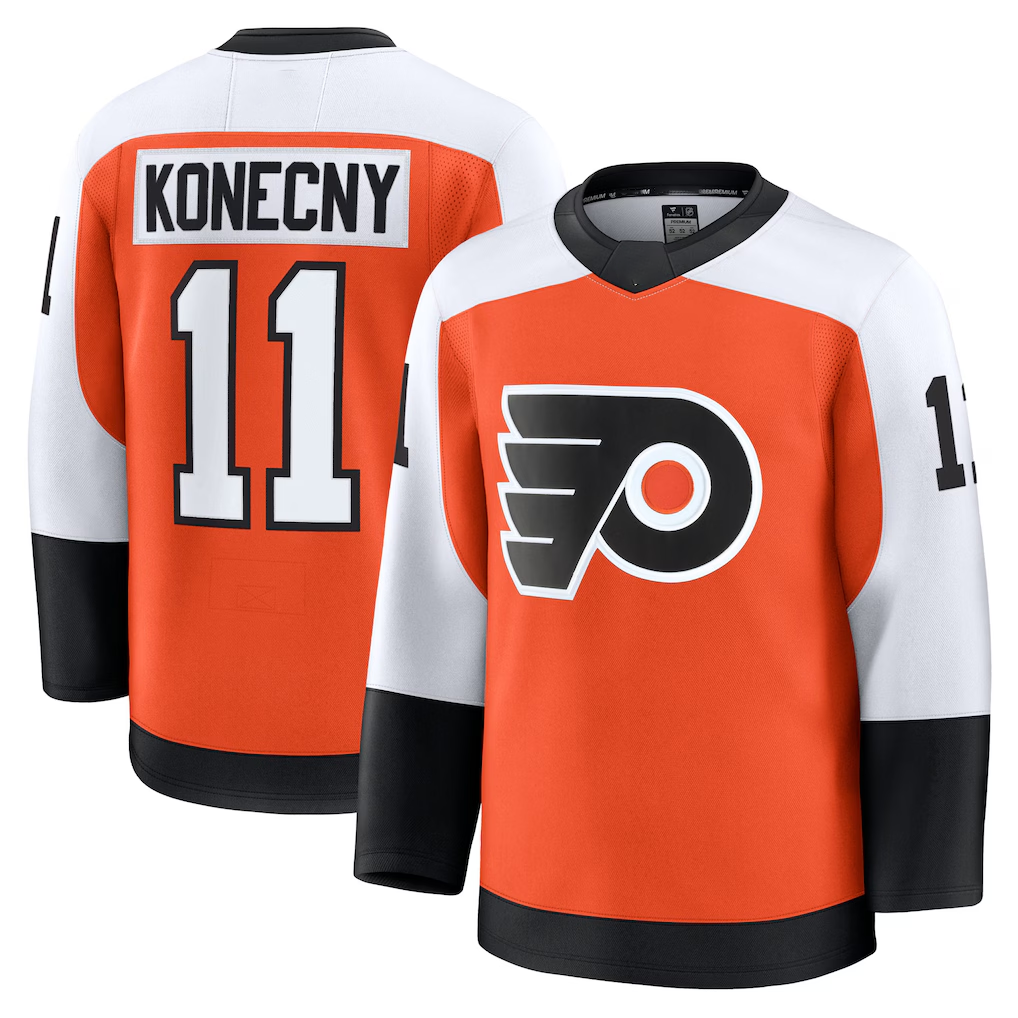 Punc P.Flyers #11 Travis Konecny Burnt Orange Home Premium Jerseys