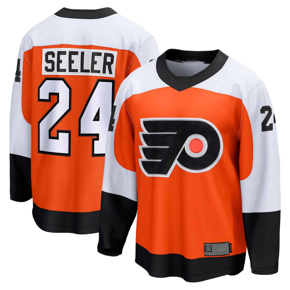 Punc P.Flyers #24 Nick Seeler Orange Home Practice Jerseys