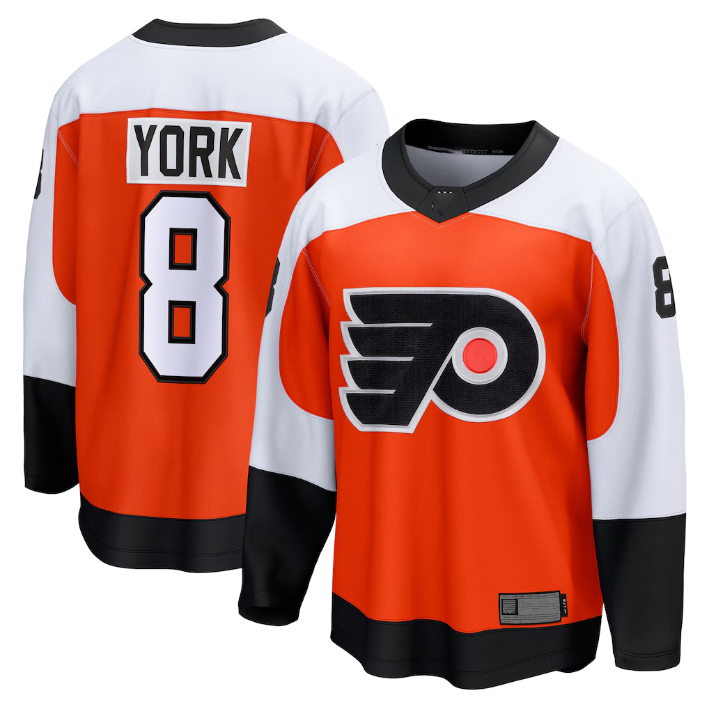 Punc P.Flyers #8 Cam York Orange Home Breakaway Jerseys