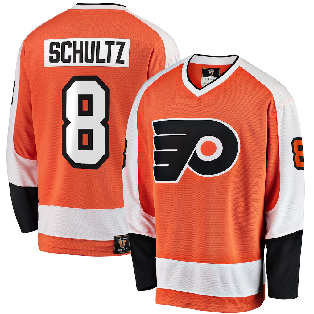 Punc P.Flyers #8 Dave Schultz Orange Premier Breakaway Retired Player Jerseys