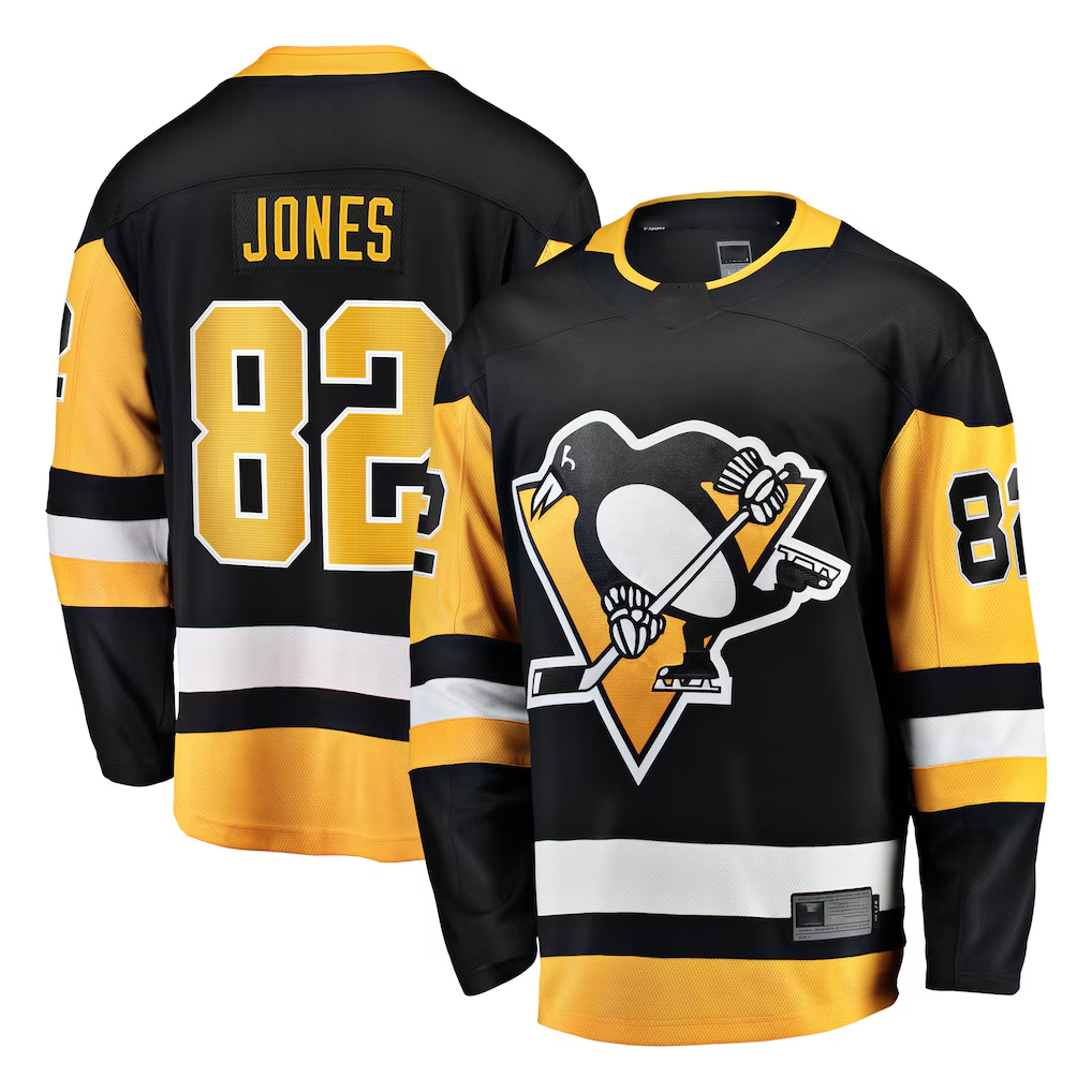 Punc P.Penguins #82 Caleb Jones Black Home Breakaway Jerseys