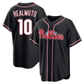 Punc P.Phillies #10 J.T. Realmuto Player Black Fashion Out Home Game Stitched Jerseys